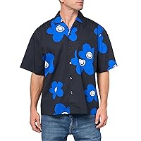 HUGO Men's Printed Short Sleeve Button Down Shirt
