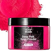 LET'S RESIN Neon Pigment Powder,100g Deep Pink Fluorescent Powder,Mica Powder for Epoxy Resin,Nail,Tumblers,Soap Making,Slime & Candle,Painting, Polymeric Clay and DIY Crafts