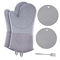 1 Set Oven Mitts Anti Scald Glove Wooden Numbers for Newborn Baking Mitt Micro Oven Oven Gloves Silicone Mats Baking Supplies BBQ Glove Grill Anti-Scald