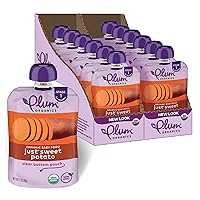 Plum Organics | Stage 1 | Organic Baby Food Meals [4+ Months] | Just Sweet Potato | 3 Ounce Pouch (Pack Of 12) Packaging May Vary