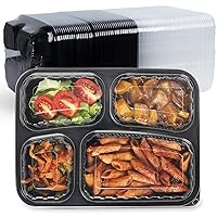 Meal Prep Container, 4 Compartment 40-Pack To Go Containers with Lids Reusable BPA Free Microwave and Freezer Safe Bento Boxes Ideal for Portion Control and Food Storage(34oz)