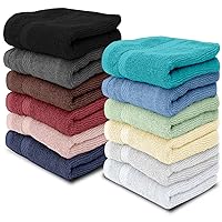 White Classic Luxury Wash Cloths 12 Pack, 13 x 13 inches Small Towels for Face, Multicolor Hotel Quality Washcloth for Showering, Gym, Spa, Bathroom, Cotton Wash Clothes Set (1pc of Each Color)