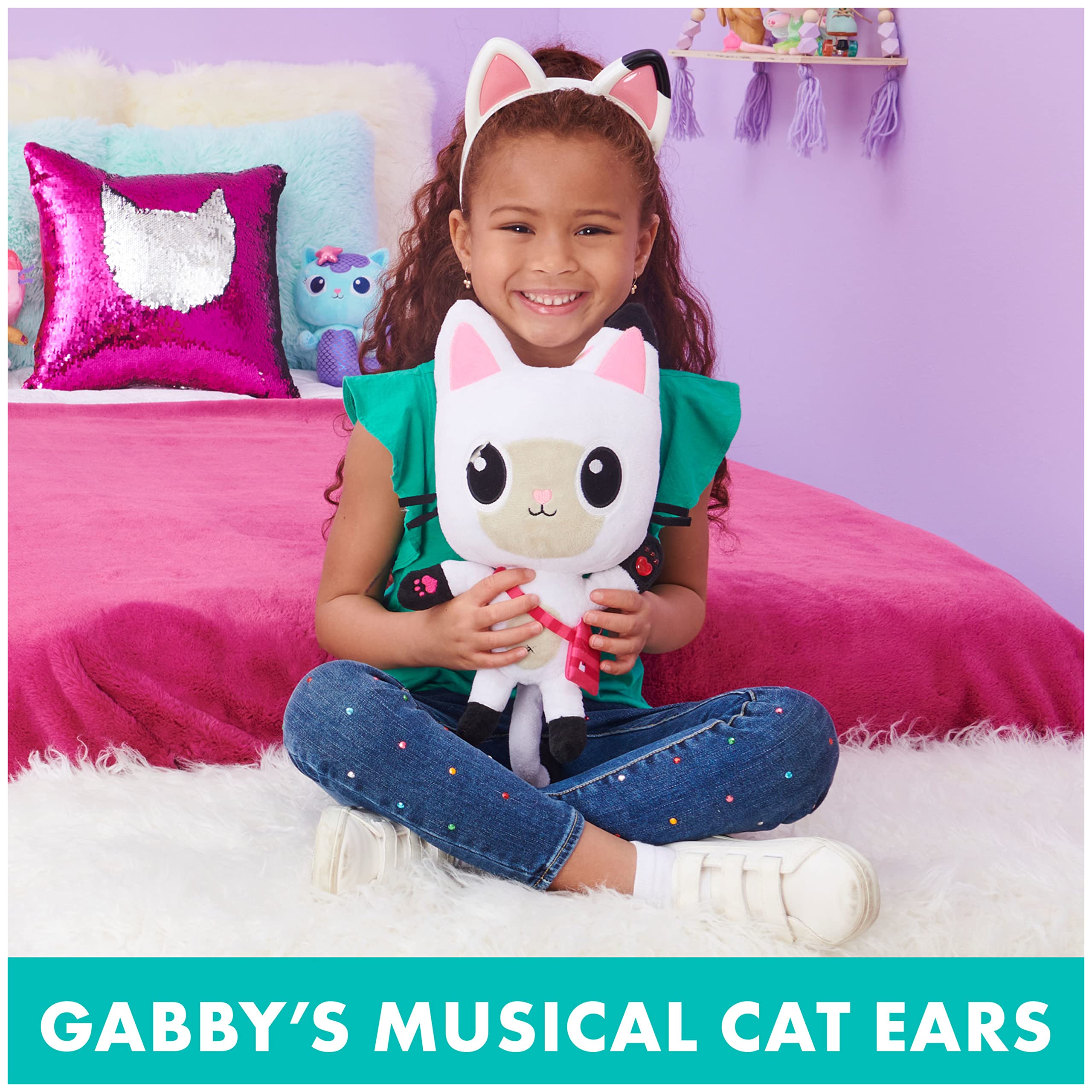 Gabby's Dollhouse, Magical Musical Cat Ears with Lights, Music, Sounds and Phrases, Kids Toys for Ages 3 and up