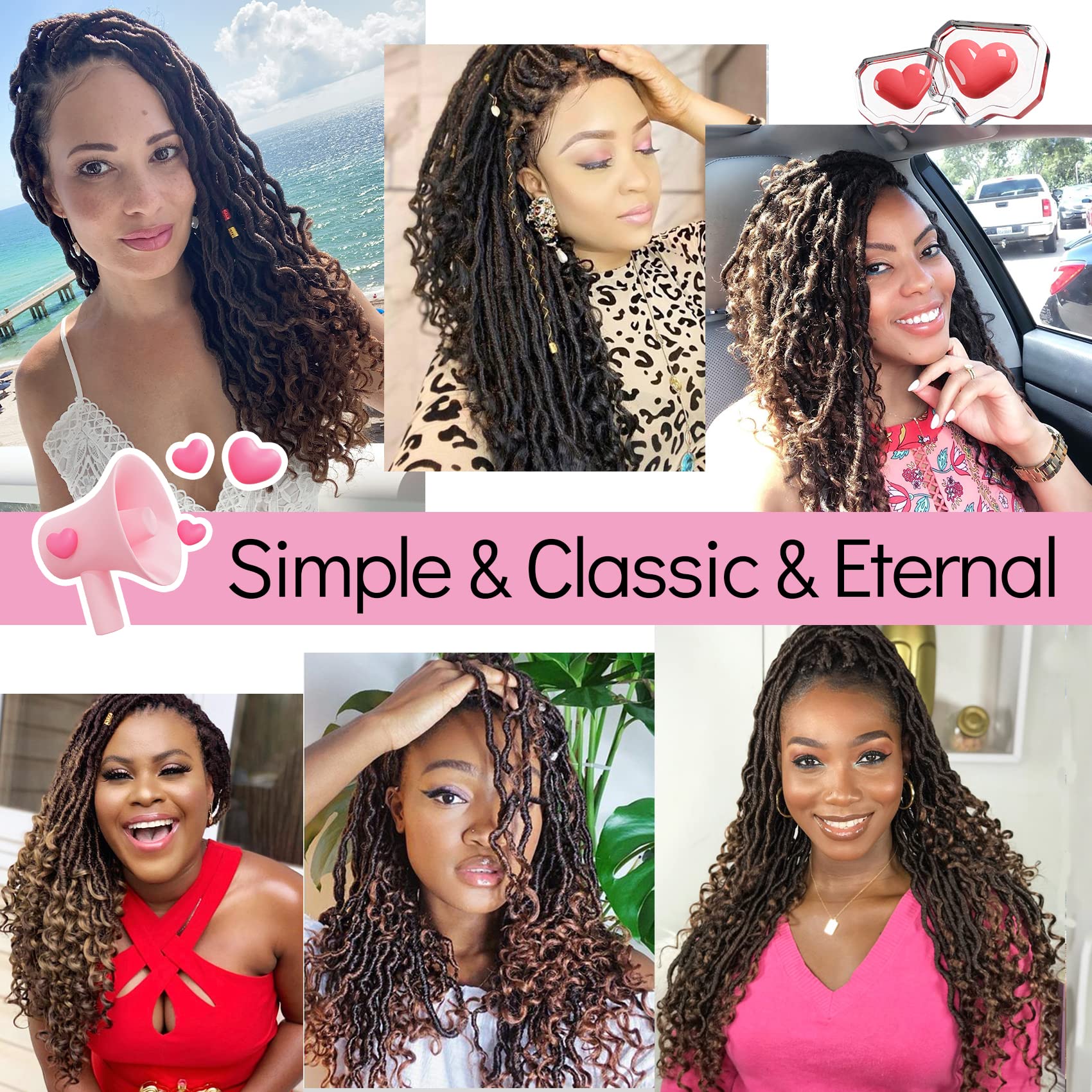 Karida Faux Locs Crochet Hair 6Pcs/Lot Curly Deep Wave Braiding Hair With Curly Ends Crochet Goddess Locs Synthetic Braids Hair Extensions (18 inch, T30#)