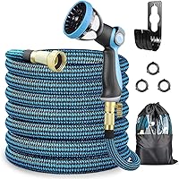2024 Expandable Garden Hose 25FT -10 Function Spray Nozzle,Superior Strength 3750D，Water Hose with Extra-Strong 3/4 inch Brass Connector,Flexible Hose with Enhanced Fabric(25FT)