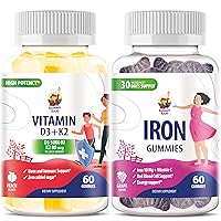 Vitamin D3 K2 Gummies 5000 IU & Iron Vitamins with Vitamin C