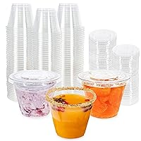 Lot45 Plastic Dessert Cups with Lids - 100pk 9 oz Disposable Clear Plastic Cups and Lids for Party Drink and Appetizer