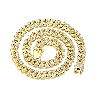FEEL STYLE Mens Cuban Link Chain Miami Cuban Necklace 18k Gold Silver Diamond Cut Stainless Steel Chain for Men13mm 10mm Iced Out Hip Hop Jewelry
