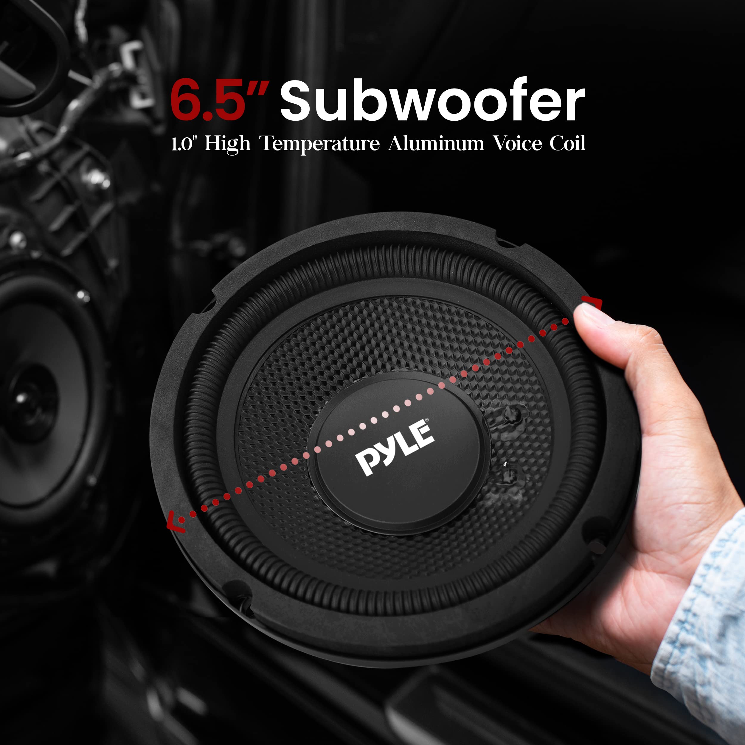 PyleUsa Single Voice Coil Car Subwoofer - 6.5 Inches, 150 Watts at 4-Ohm Car Audio Powered Subwoofer, Injection Cone with Rubber Edge,Car Subwoofer, Audio - PLMW63 Black