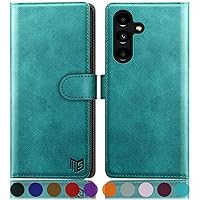 SUANPOT for Samsung Galaxy S24 Plus/S24+ Wallet case with RFID Blocking Credit Card Holder,Flip Book PU Leather Protective Cover Women Men for Samsung S24Plus Phone case Blue Green