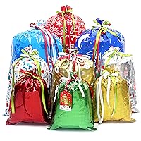 Diamerd 38PCS Christmas Gift Bags,Christmas Gift Bags Assorted Size,Christmas Gift Bags with Tags, Xmas Party Holiday Gift Bags with Small Medium Large Jumbo