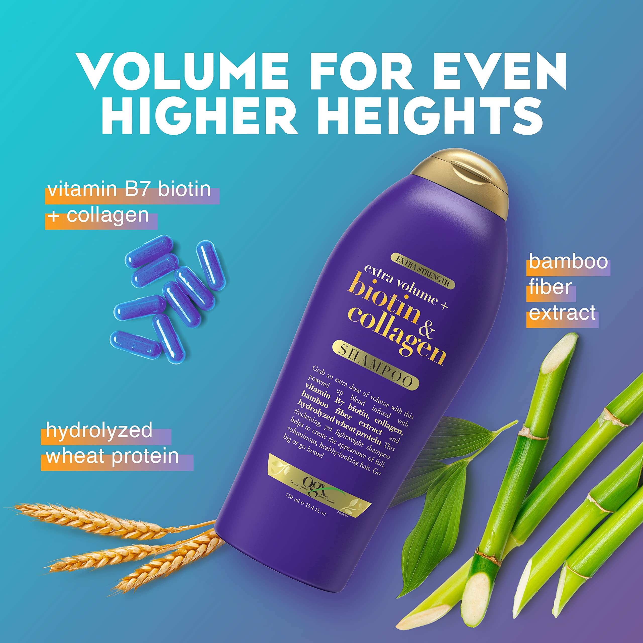 OGX Biotin & Collagen Extra Strength Volumizing Shampoo for Thicker, Fuller Hair, 25.4 fl oz