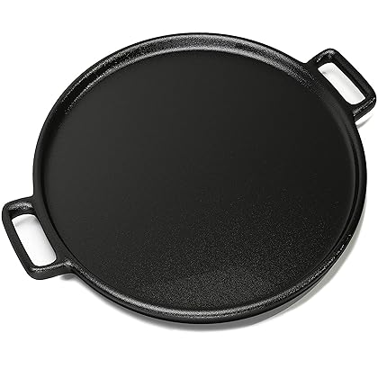 Home-Complete Cast Iron Pizza Pan-14” Skillet for Cooking, Baking, Grilling-Durable, Long Lasting, Even-Heating and Versatile Kitchen Cookware