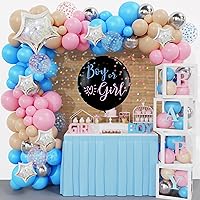 Amandir 164PCS Baby Boxes Gender Reveal Balloon Decorations, Pink and Blue Balloon Garland Kit 4pcs Baby Boxes with Letters (A-Z+Baby) for Baby Shower Birthday Boy or Girl Gender Reveal Party Supplies