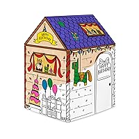 Bankers Box at Play Birthday Kids Playhouse, Corrugated Cardboard House to Color for Kids, White, 38 x 32 x 48 Inch