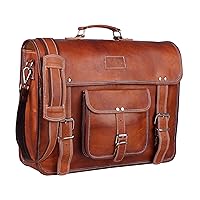 Handmade Leather Briefcase Laptop Messenger Bags for Men and Women Best Office Briefcase Satchel Bag Size -18 Inches, Brown Color | Ideal for gifts | Gift for him