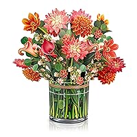 Freshcut Paper Pop Up Cards, Grande Dear Dahlia, 17 Inch Life Sized Forever Flower Bouquet 3D Popup Greeting Cards, Mother's Day Gifts, Birthday Gift Cards, Gifts for Her with Note Card & Envelope