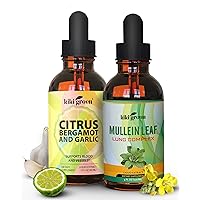 Mullein Leaf & Citrus Bergamot Liquid Drops Bundle - Heart Health & Respiratory Supplements for Lung Cleanse, Heart & Immune System Support, Healthy Aging - 2 Fl Oz 2 Pack