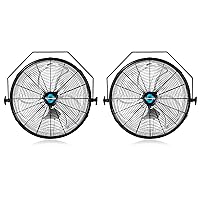 Tornado 2 Pack 18 Inch High Velocity Industrial Wall Fan with TEAO Enclosure Motor - 4000 CFM - 3 Speed - 6.5 FT Cord - Industrial, Commercial, Residential Use - UL Safety Listed