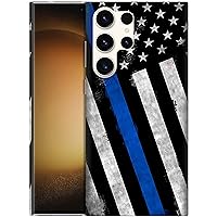 Glisten - Samsung Galaxy S23 Ultra Case, Samsung S23 Ultra 5G Case - Thin Blue Line USA Police Flag Printed Cute, Slim & Sleek Plastic Hard Protective Designer Back Phone Case for S23 Ultra 5G.