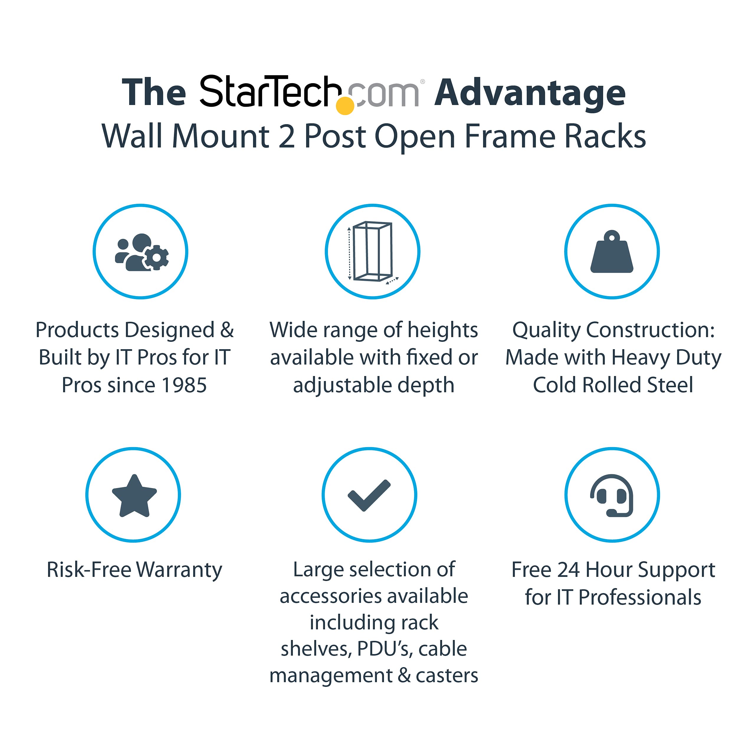 StarTech.com 2-Post 15U Heavy-Duty Wall-Mount Network Rack, 19