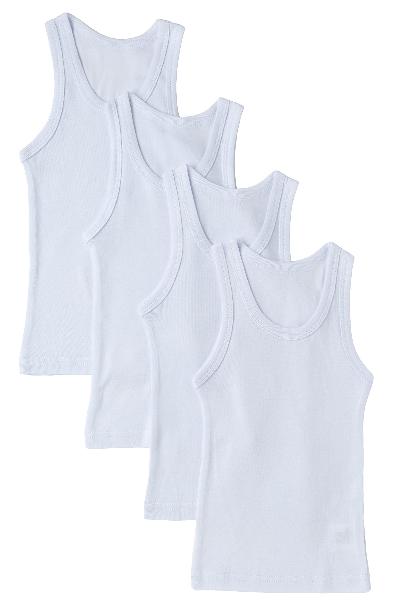 Sportoli Boys Ultra Soft 100% Cotton Tagless Tank Top Undershirts 4-Pack