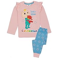 CoComelon Girls Pink Long Sleeve Pyjamas | Character Lounge Pants and PJ T-Shirt Set | Teddy Love | Kids Loungewear Nightwear