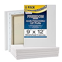 U.S. Art Supply 9 x 12 inch Stretched Canvas Super Value 8-Pack - Triple Primed Professional Artist Quality White Blank 5/8