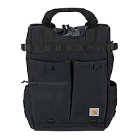 Carhartt 28l Nylon Cinch-top Convertible Tote, Durable Adjustable Backpack Straps and Laptop Sleeve, Black