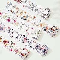 WT Floral Wide Washi Tape Set Bundle B - 5 Rolls, Supplies for Journaling, Scrapbook, Bujo Planner and DIY Crafts