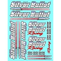 Silver Bullet -Sheet 5-1/10 Scale White Vinyl R/C Model Decal Sticker Sheet Radio Control Lexan Body - Decorate Your R/c Cars, Boats, Trucks