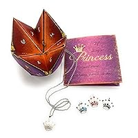 Smiling Wisdom - Princess Greeting Card, Origami Fortune Teller Game, Necklace Gift Set - Girls, Tween, Daughter - Silver, Pink