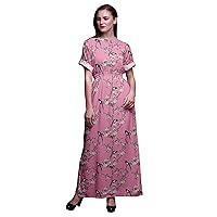 Bimba Rayon Ladies Printed Gown Kimono Sleeves Summer Beach Cocktail Party Long Maxi Side Slit Dress Long Maxi Gown