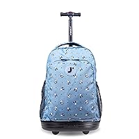 J World New York Sunny Rolling Backpack for Kids and Adults, Panda, One Size