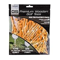 3.25 Inch XL GS Tour Tee Premium Wooden Golf Tees - 200 XL Tee Player's Pack Driver and Iron/Hybrid Tees, Choose Your Tee Color
