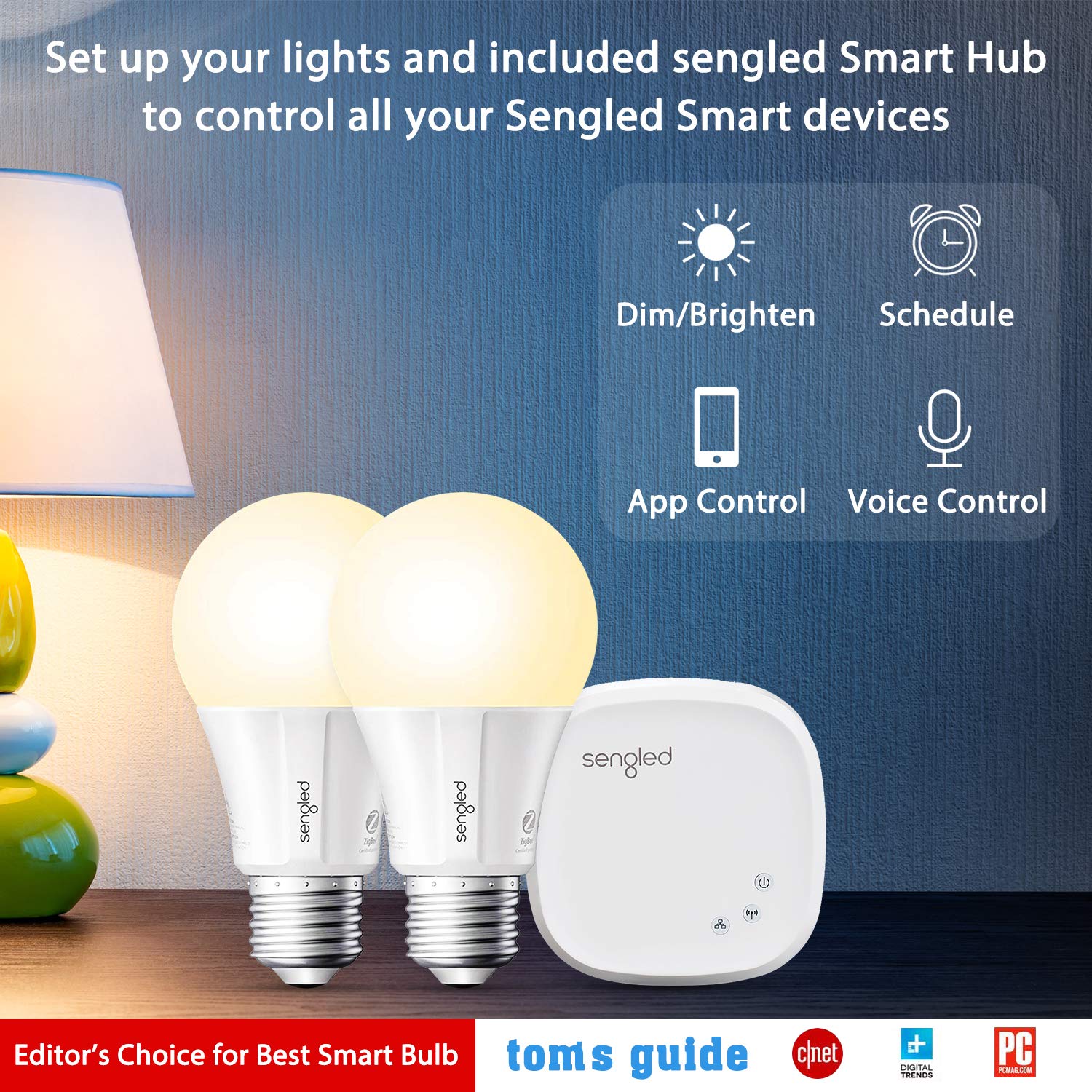 Sengled Smart Light Bulb Starter Kit, Smart Bulbs that Work with Alexa, Google Home, 2700K Soft White Alexa Light Bulbs, A19 E26 Dimmable Bulbs 800LM, 9 (60W Equivalent), 4 Bulbs with Hub, New