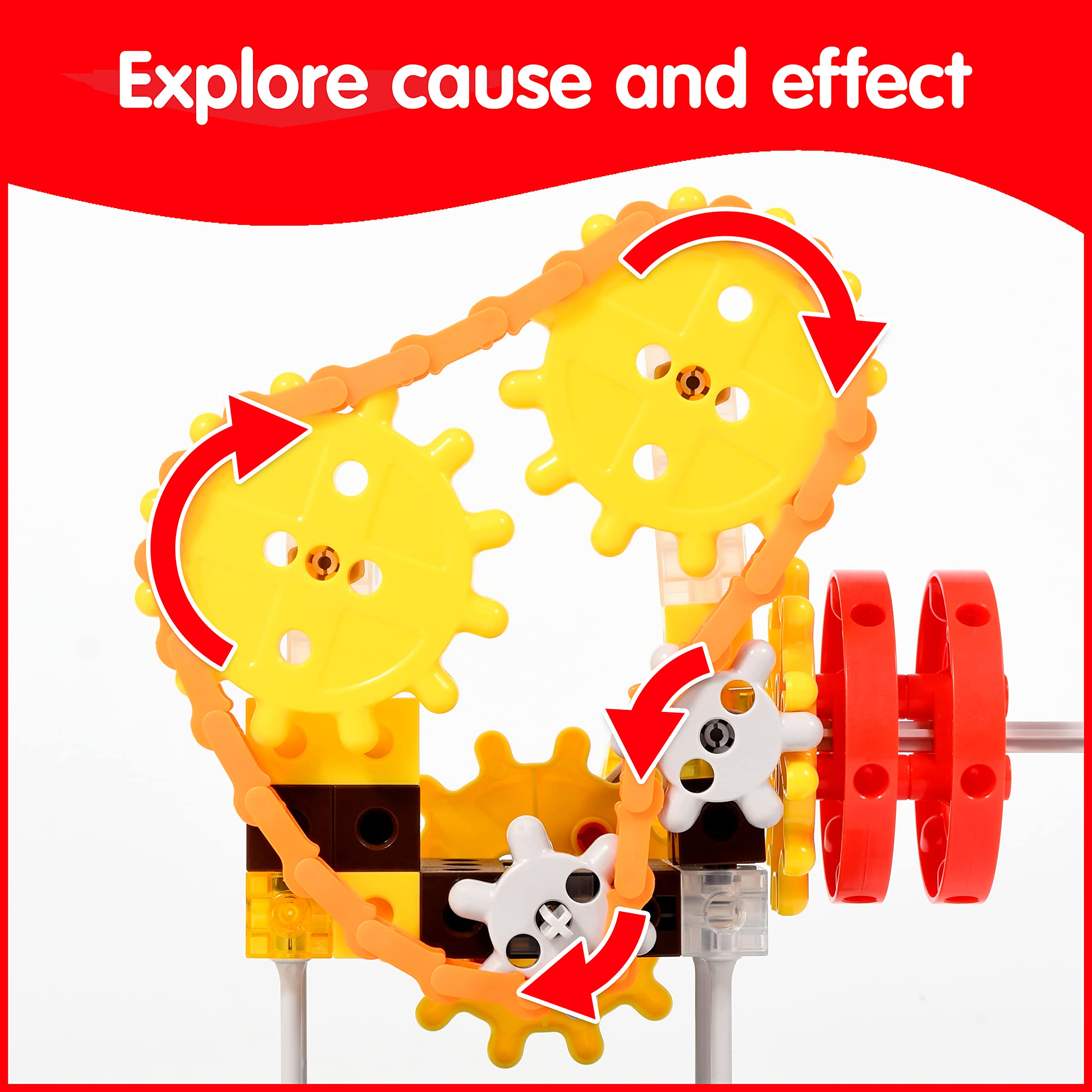 edxeducation My Gears Machine Set - 181 Pieces - 8+ Activities - Gears Toys for Kids - Build Rotating, Moving Models - Building Toys for Kids Ages 4-8
