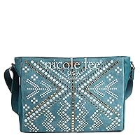 Nicole Lee Jolene Geometric Studwork Messenger Bag, Green, One Size