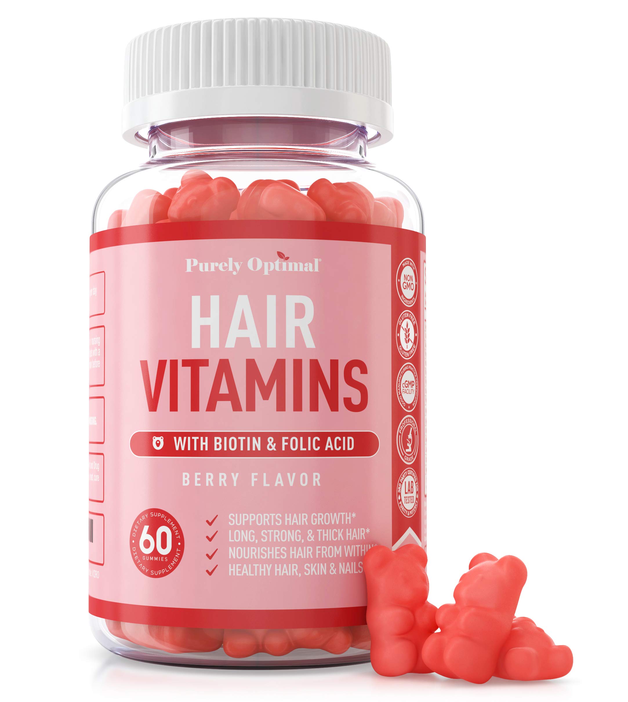 Mua Premium Hair Vitamins Supplement - Gummy Vitamins w/ Biotin, Folic  Acid, Vitamins A & D - Supports Faster Hair Growth and Promotes Healthy Hair,  Skin, and Nails - 60 Non-GMO Berry