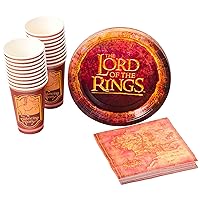 Silver Buffalo Lord of the Rings Map Pony Paper Plates Cups Napkins Party Pack Set, 60 Piece