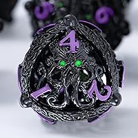 Metal DND Dice Set - Unique Round Hollow Orb Design for Better Rolling - Cool Cthulhu Metal Dice Set for Role Playing Games (RPG) - Stunning D&D Dungeons and Dragons Dice Set (Black and Purple)