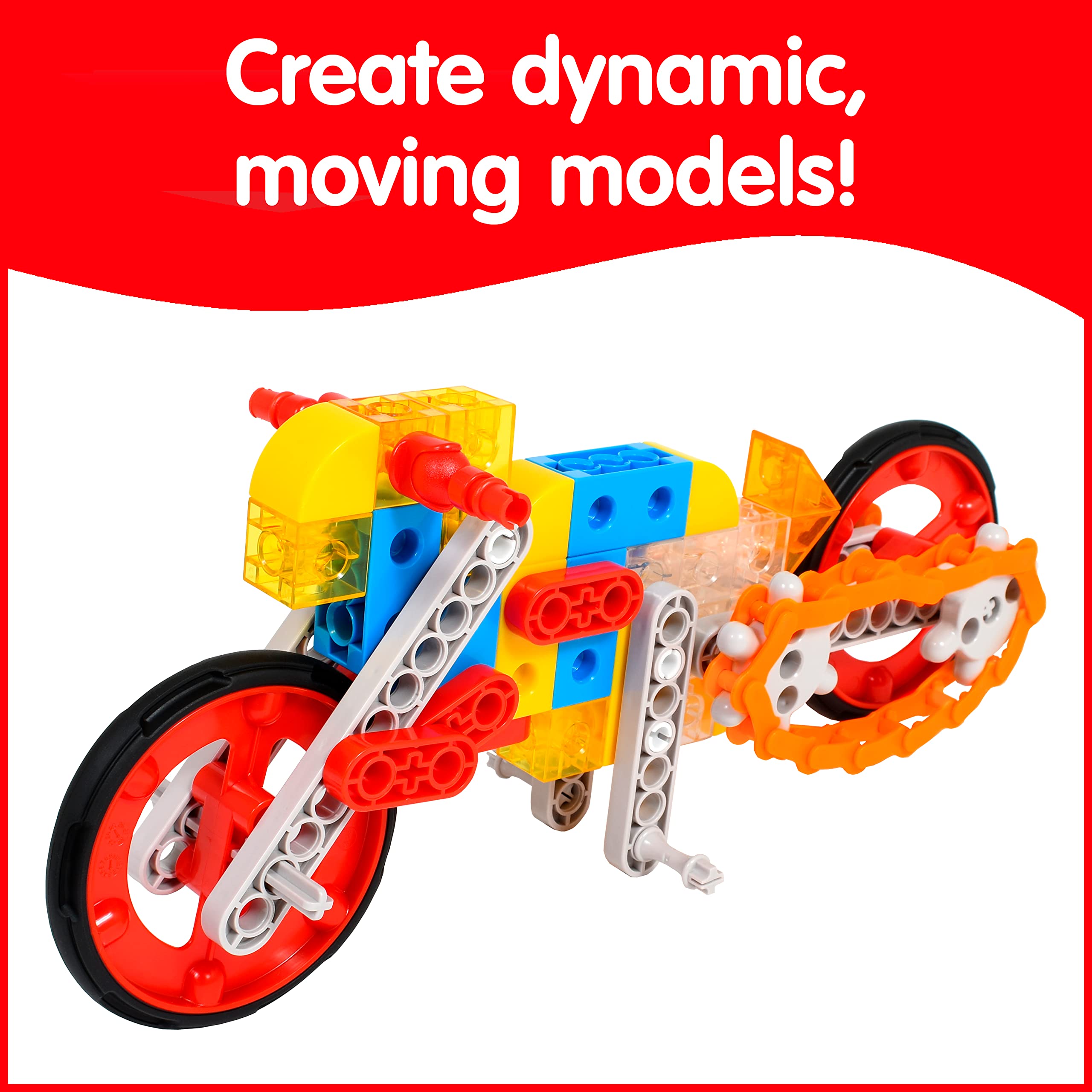 edxeducation My Gears Machine Set - 181 Pieces - 8+ Activities - Gears Toys for Kids - Build Rotating, Moving Models - Building Toys for Kids Ages 4-8