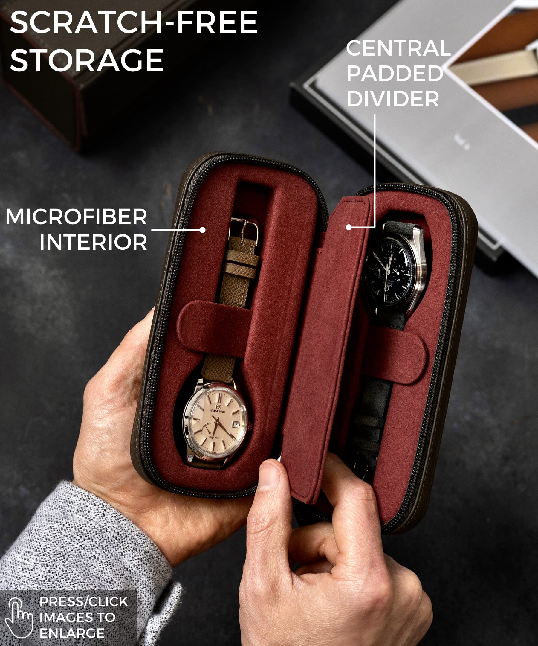 Mua TAWBURY Leather Travel Watch Case for Men – 2 Watch Travel Case Brown |  Mens Watch Case Zipper Watch Case Travel Watch Case for Women | 2 Watch Box  Portable Watch