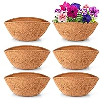 Coco Coir Liner Replacement for Plant Hanging Basket, 6 PCS 14 Inches Round 100% Natural Thick Coconut Fiber Liner for Garden Flowers Vegetables Pot/Box Basket Planter