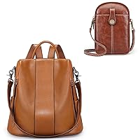 S-ZONE Leather Backpack Purse for Women wtih Small Crossbody Bag
