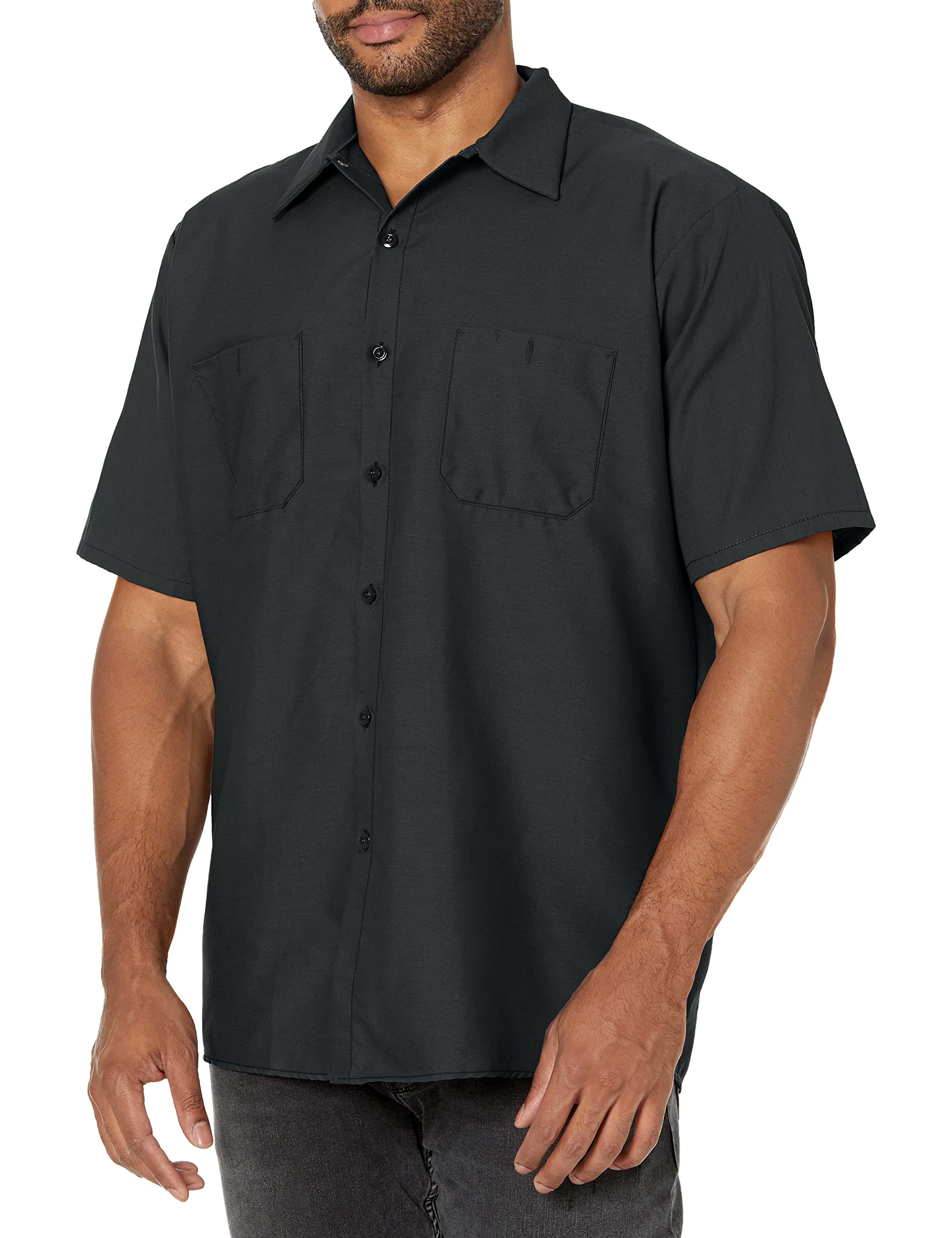 Red Kap Men's Industrial Stripe Work Shirt, Regular Fit, Short Sleeve