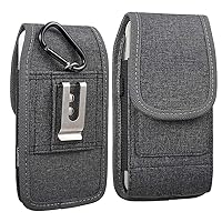 Vertical Dark Denim Cell Phone Holster with Belt Clip for Alcatel Apprise 1S 1V 3 2020, AT&T Radiant Core, TCL 10 Pro Signia, Cricket Icon Vision, 6.25-inch