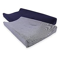 Touched by Nature Unisex Baby Organic Cotton Changing Pad Cover, Navy Heather Gray, One Size