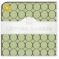 SwaddleDesigns Large Receiving Blanket, Ultimate Swaddle for Baby Boys, Girls, Softest US Cotton Flannel, Best Shower Gift, MADE in USA, Brown Mod Circles on Lime, Mom’s Choice Winner