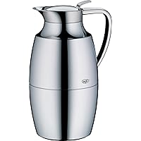 Alfi Pallas 1.0 L Glass Vacuum Chrome Plated Brass Thermal Dispenser Carafe, Metallic